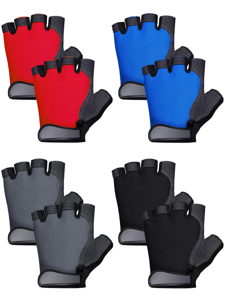 SATINIOR 4 Pairs Fingerless Gloves Half-finger Cycling Gloves Sport Gloves for Outdoor Sports Biking Riding(Large)