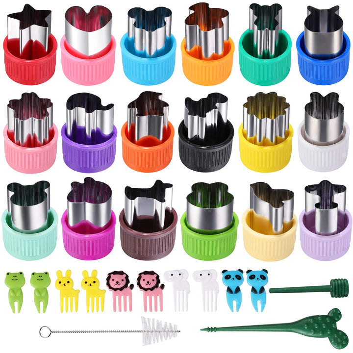 Vegetable Cutter Shapes Set,18pcs Diffent Colours and shapes Mini Sizes Cookie Cutters Set Fruit Cookie Pastry Stamps Mold,Baking Tools &amp; Accessories