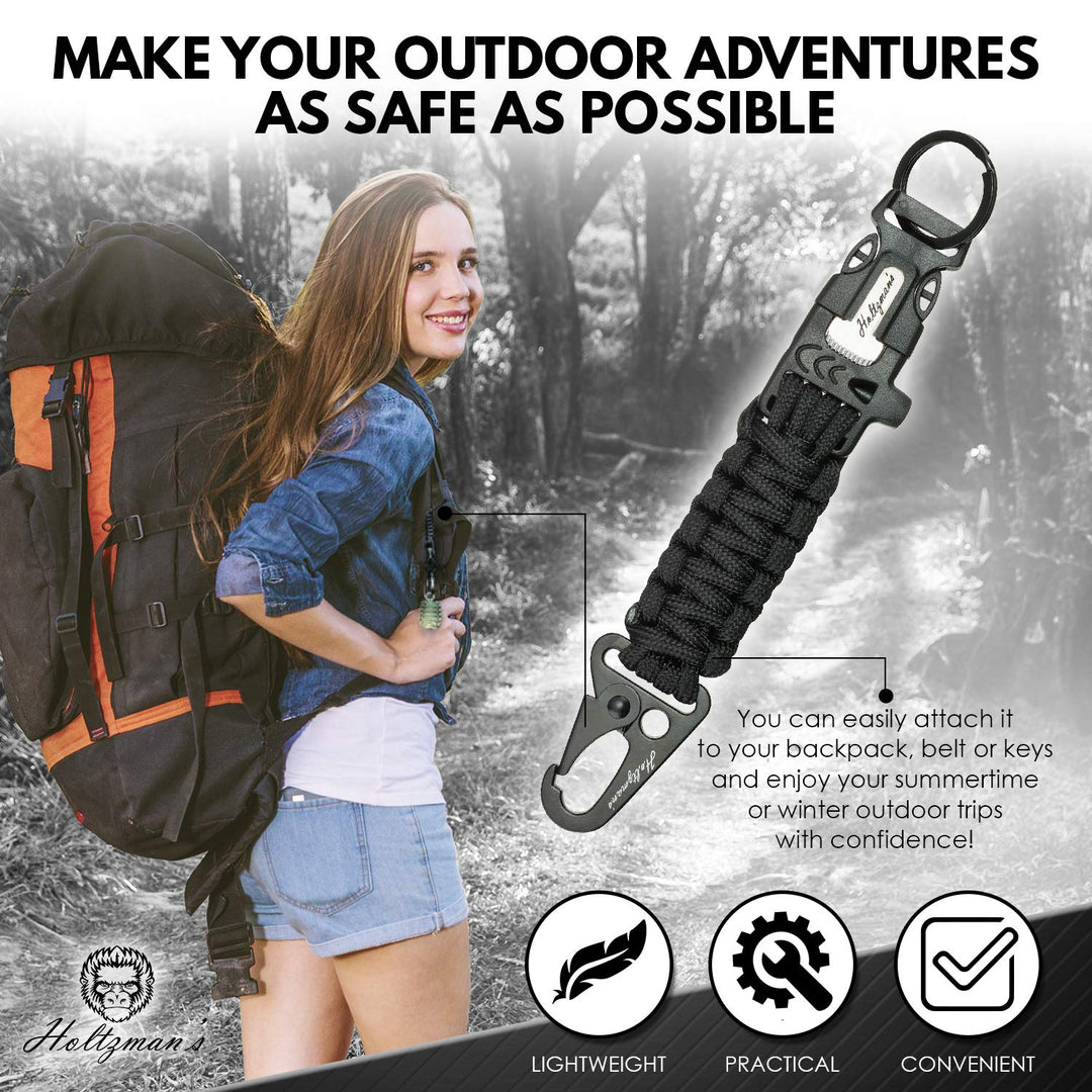 Ultimate 5-in-1 Paracord Keychain with Carabiner for Ca