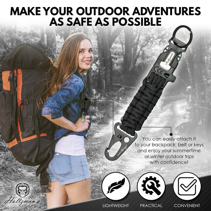 Ultimate 5-in-1 Paracord Keychain with Carabiner for Ca