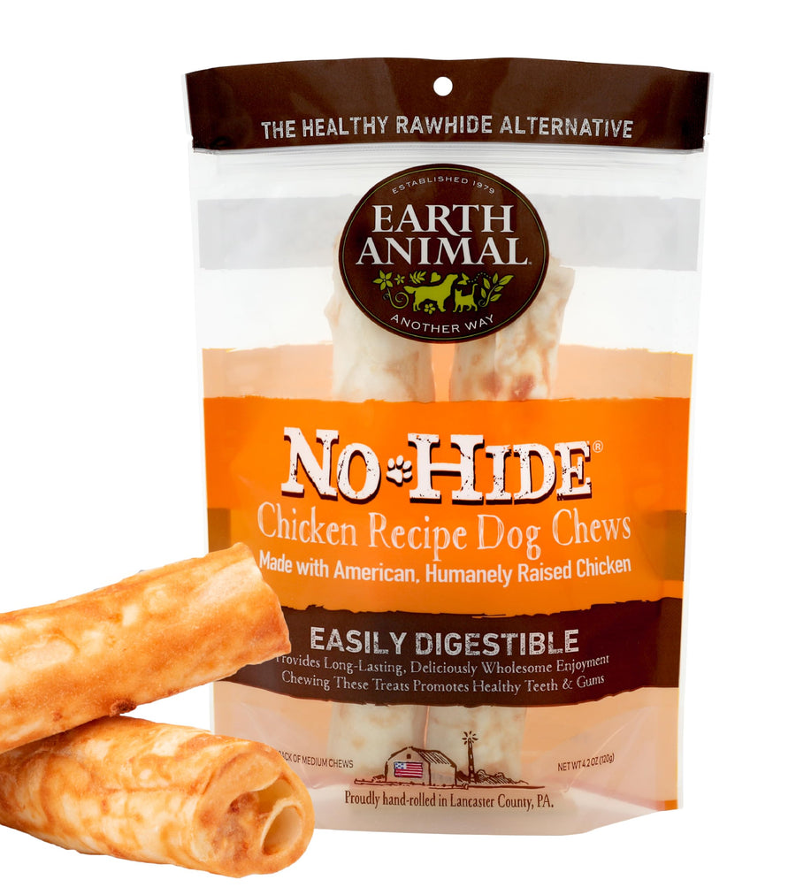 No Hide Medium Chicken Flavored Natural Rawhide Free Dog Chews Long Lasting Chew Sticks | Treats for Large Dogs | Great for Aggressive Chewers (1 Pack)