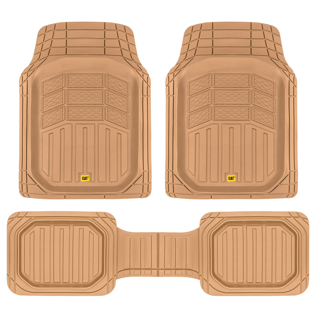 CAT® CAMT-9013 (3-Piece) Heavy Duty Deep Dish Rubber Floor Mats, Trim to Fit for Car Truck SUV & Van, All Weather Total Protection Durable Liners