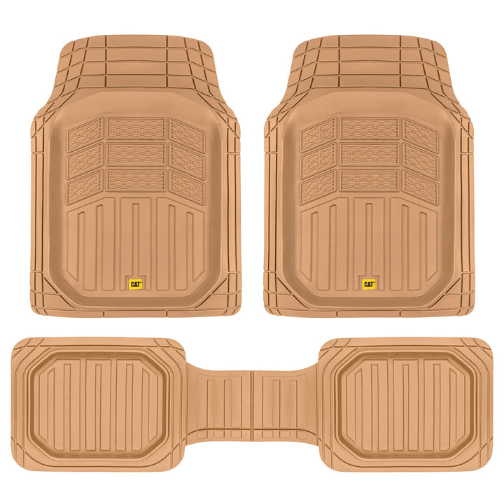 CAT® CAMT-9013 (3-Piece) Heavy Duty Deep Dish Rubber Floor Mats, Trim to Fit for Car Truck SUV & Van, All Weather Total Protection Durable Liners