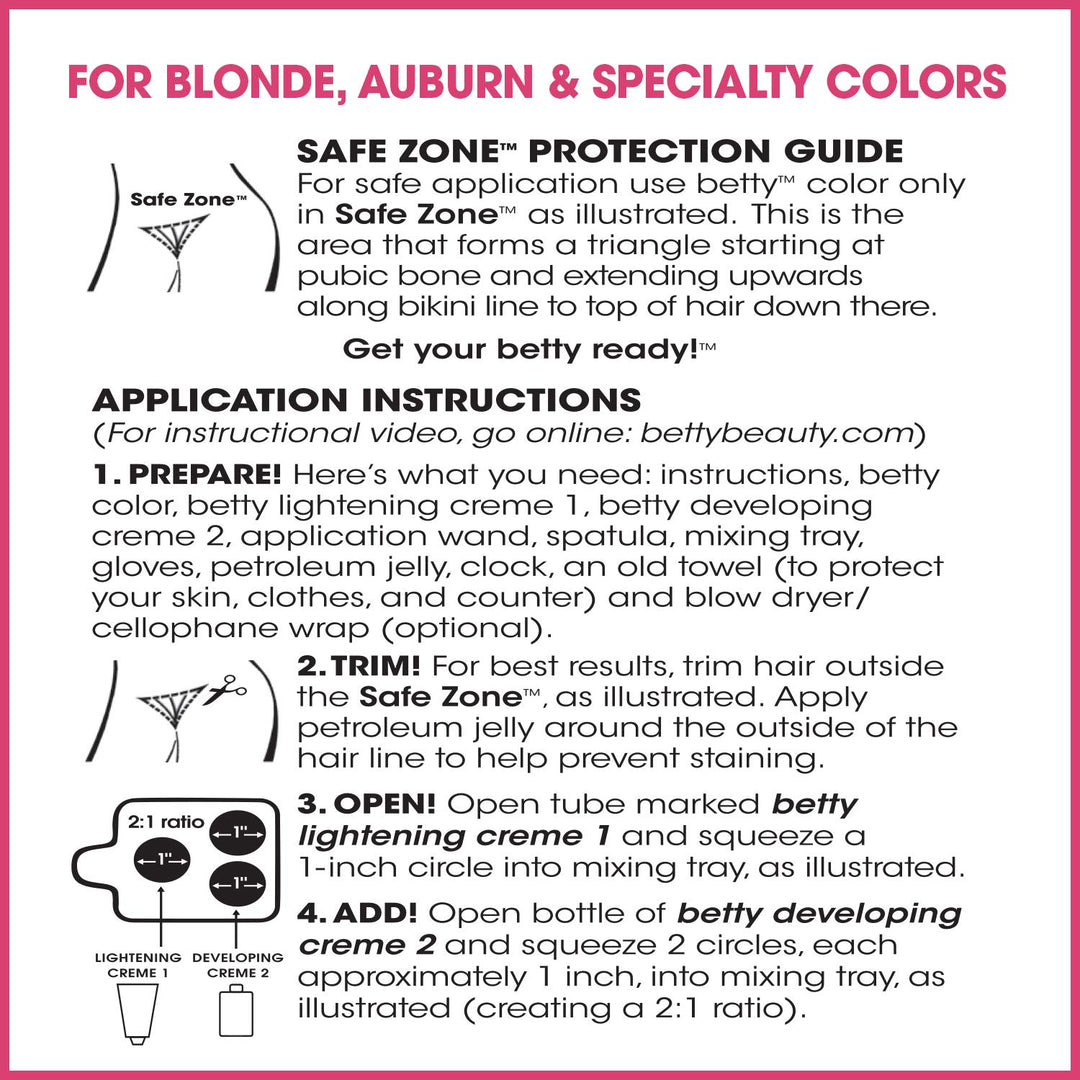 Fun (Hot Pink) Betty - Color For The Hair Down There Hair Coloring Kit