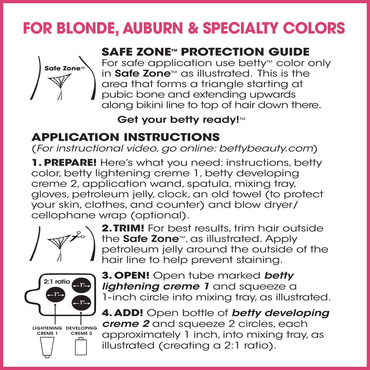 Fun (Hot Pink) Betty - Color For The Hair Down There Hair Coloring Kit