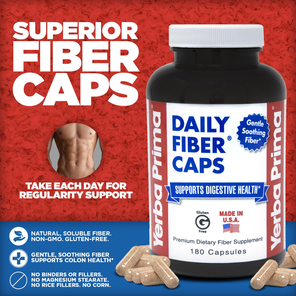 Daily Fiber Capsules, 180 Caps (Pack of 3) - Soluble Dietary Fiber Supplement - Colon Cleanse - Gut Health - Constipation Relief, Vegan, Non-GMO, Gluten-Free
