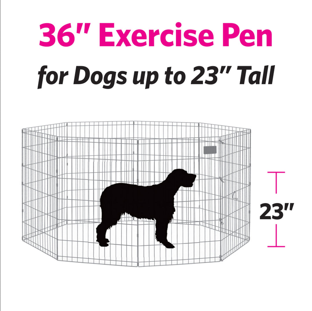Dog Exercise Pen &amp; Playpen, 24 W x 36 H, No Door, Black