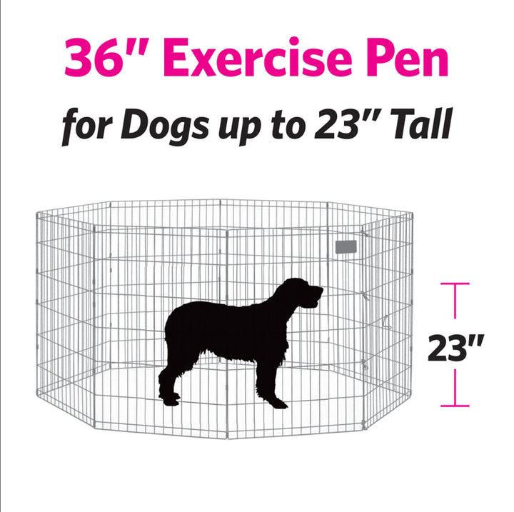 Dog Exercise Pen &amp; Playpen, 24 W x 36 H, No Door, Black