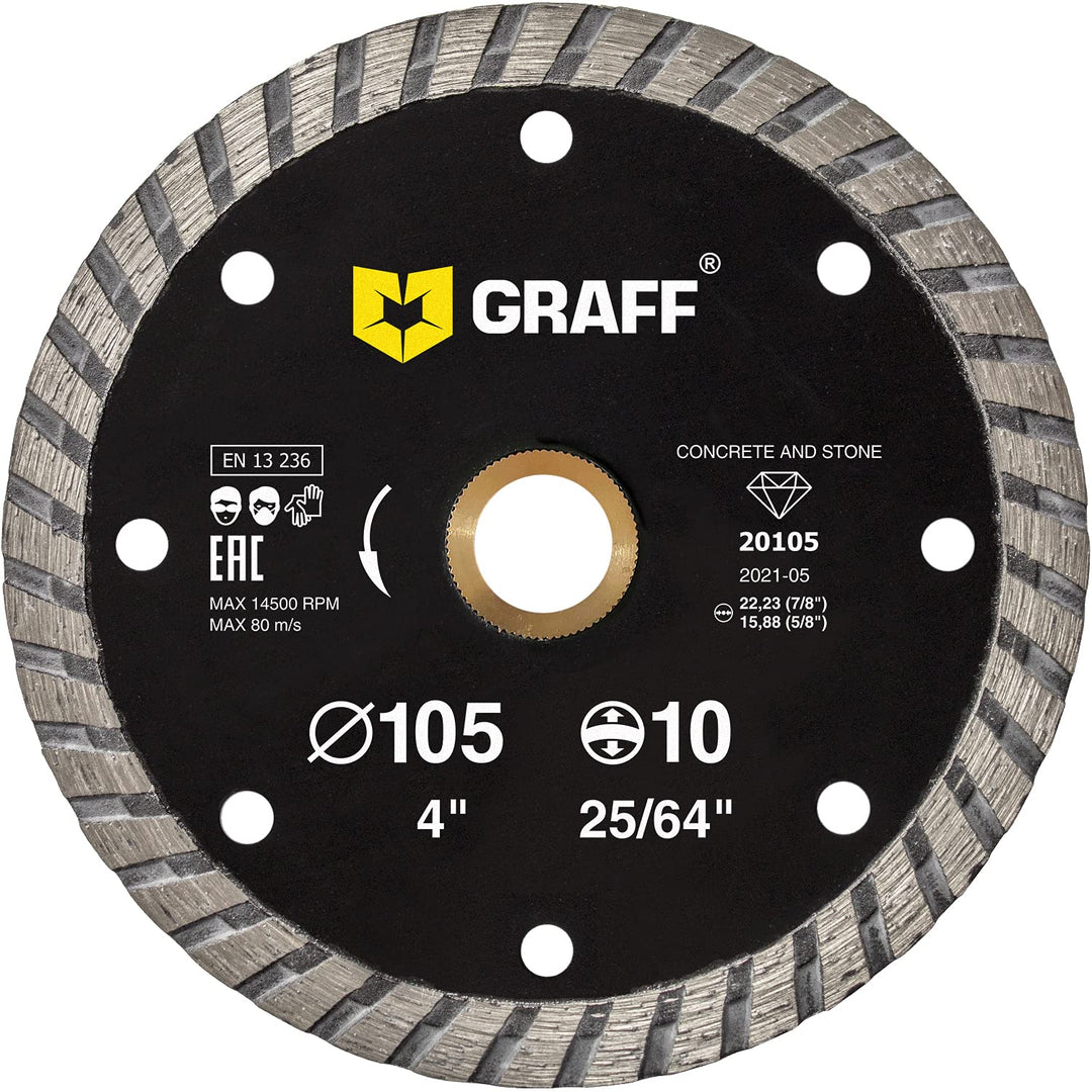 4 Inch Diamond Blade for Angle Grinder - Diamond Cutting Wheel for Cutting Stone, Marble, Granite, Brick, Masonry, Paving Flag, Concrete - Turbo Diamond Saw Blades - 105 mm