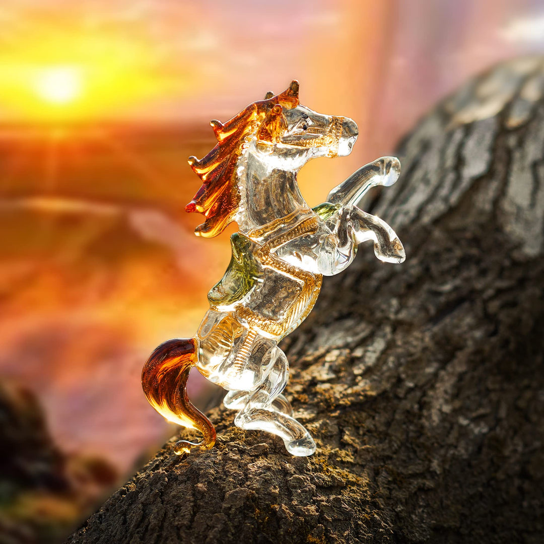 H&amp;D HYALINE &amp; DORA Crystal Standing Horse Figurine Collectible Glass Animal Statue Decoration Ornaments for Home Office Table
