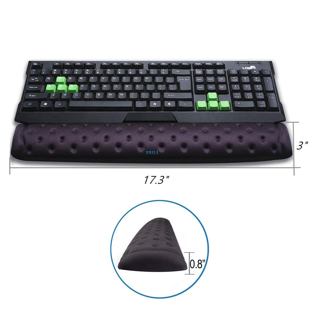 Keyboard Wrist Rest Support Cushion Pad for Computer, Laptop, Office Work, PC Gaming - Memory Foam Gel with Massage Holes Design - Non-Slip Easy Typing Wrist Pain Relief (Black Keyboard Pad)
