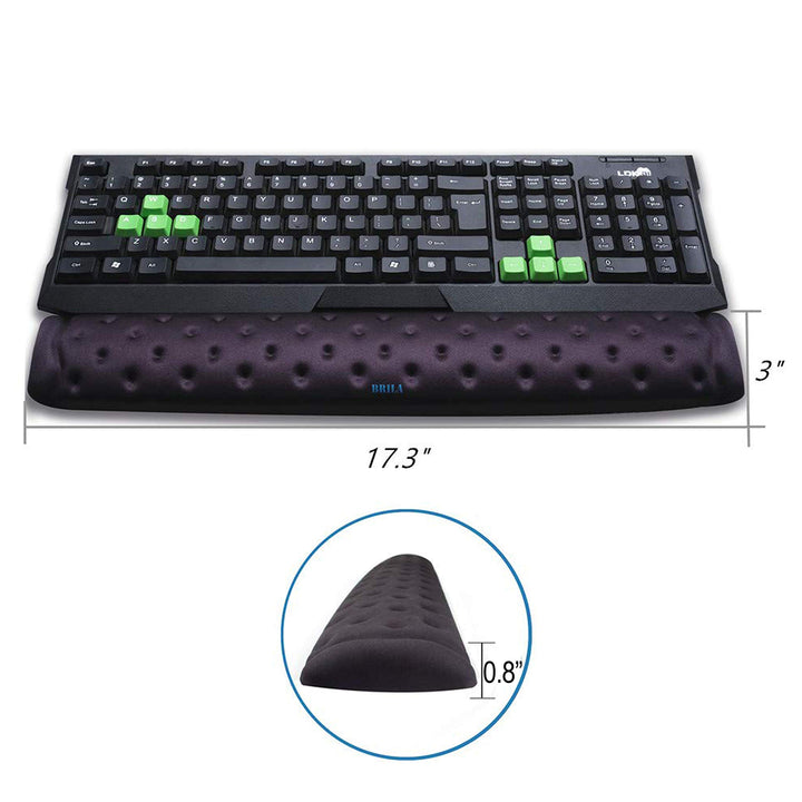 Keyboard Wrist Rest Support Cushion Pad for Computer, Laptop, Office Work, PC Gaming - Memory Foam Gel with Massage Holes Design - Non-Slip Easy Typing Wrist Pain Relief (Black Keyboard Pad)