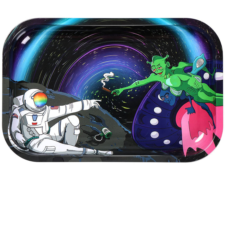 Metal Rolling Tray Combo Kit 5.5×7 Durable Premium Stylish Original Art Decorative Tray Smooth Rounded Edges