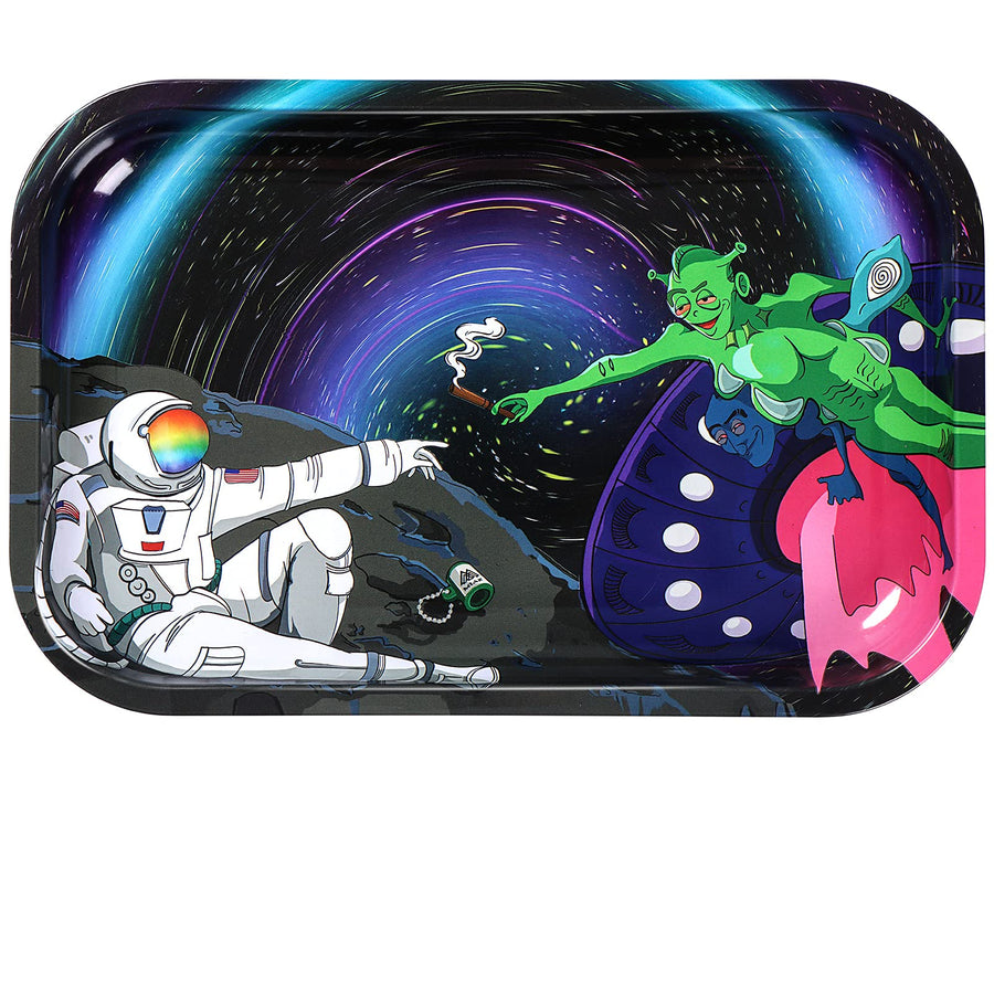 Metal Rolling Tray Combo Kit 5.5×7 Durable Premium Stylish Original Art Decorative Tray Smooth Rounded Edges
