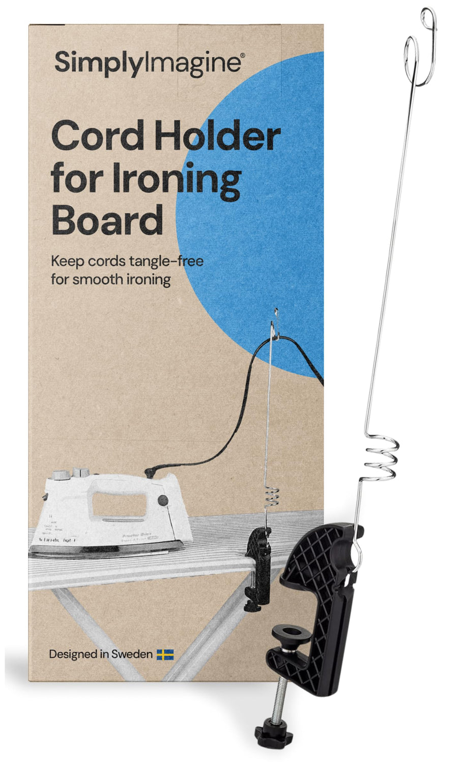 Cord Holder for Ironing Board - Flexible Universal Steam Iron Cord Minder, Keeps Cord Out of The Way - Flex Cable Organizer, fits All Standard Ironing Boards