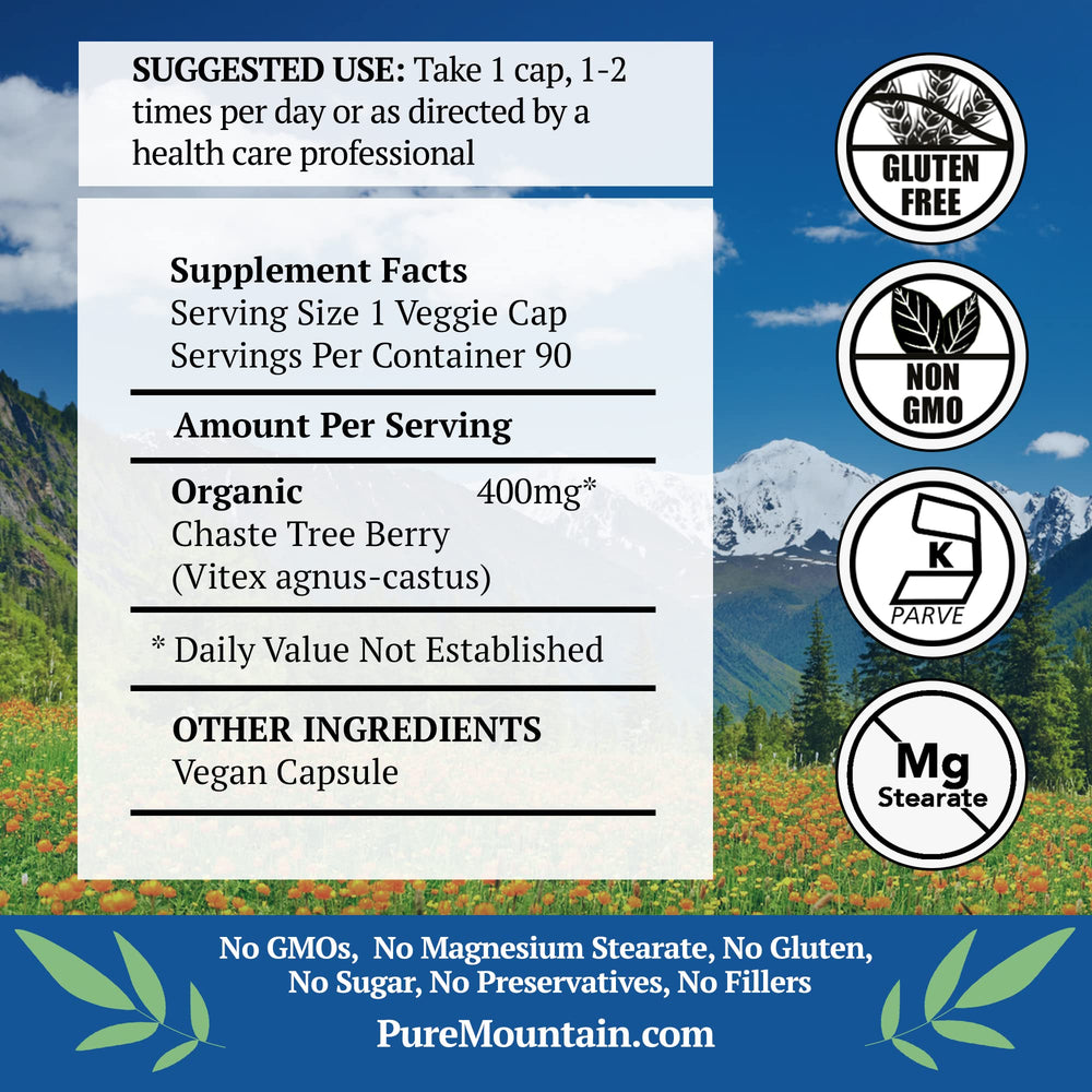 Pure Mountain Botanicals Chaste Tree Berry Capsules - K