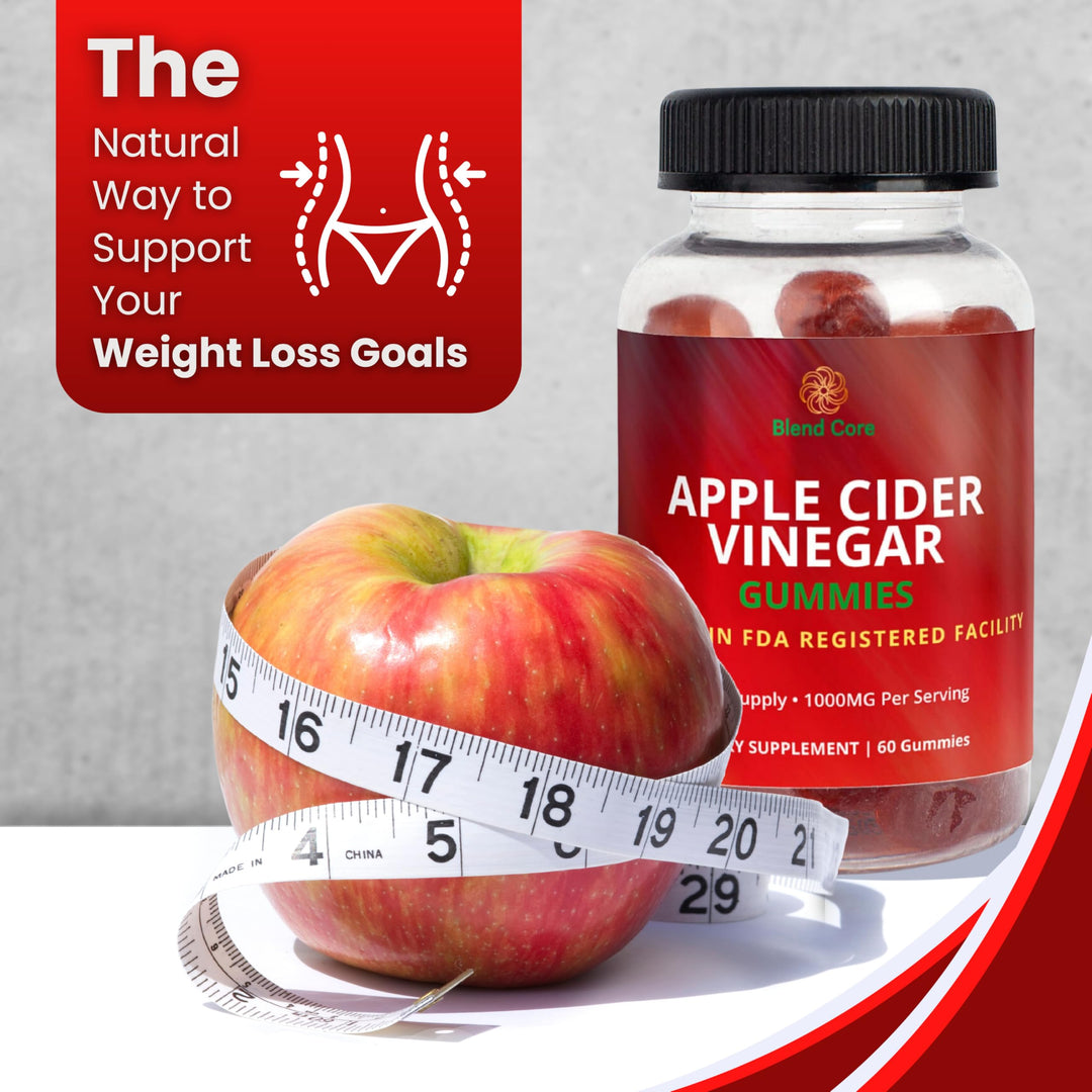 Blend Core Apple Cider Vinegar Gummies with Vitamin B12 – Vegan, Gluten-Free, Non-GMO – Apple & Purple Carrot Flavored – 1000mg ACV – 60 Gummies, 30-Day Supply