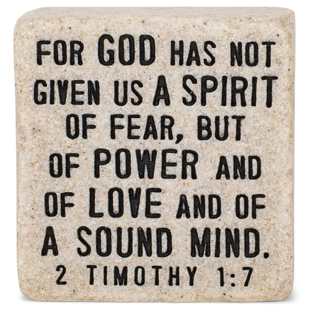 Fearless in God Scripture Block 2.25 x 2.25 Cast Stone Plaque