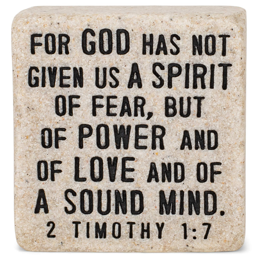 Fearless in God Scripture Block 2.25 x 2.25 Cast Stone Plaque