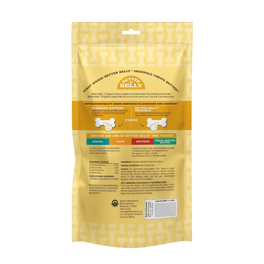 Highly Digestible Rawhide Large Roll ChewS, 3 Count (Pack of 1)