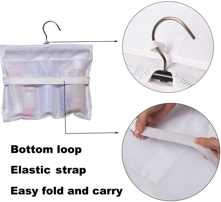 Shower Caddy Organizer 5 Pockets Roll up Hanging Bathroom Accessories Storage for Camper, RV, Gym, Cruise, Cabin, College Dorm Shower, Small