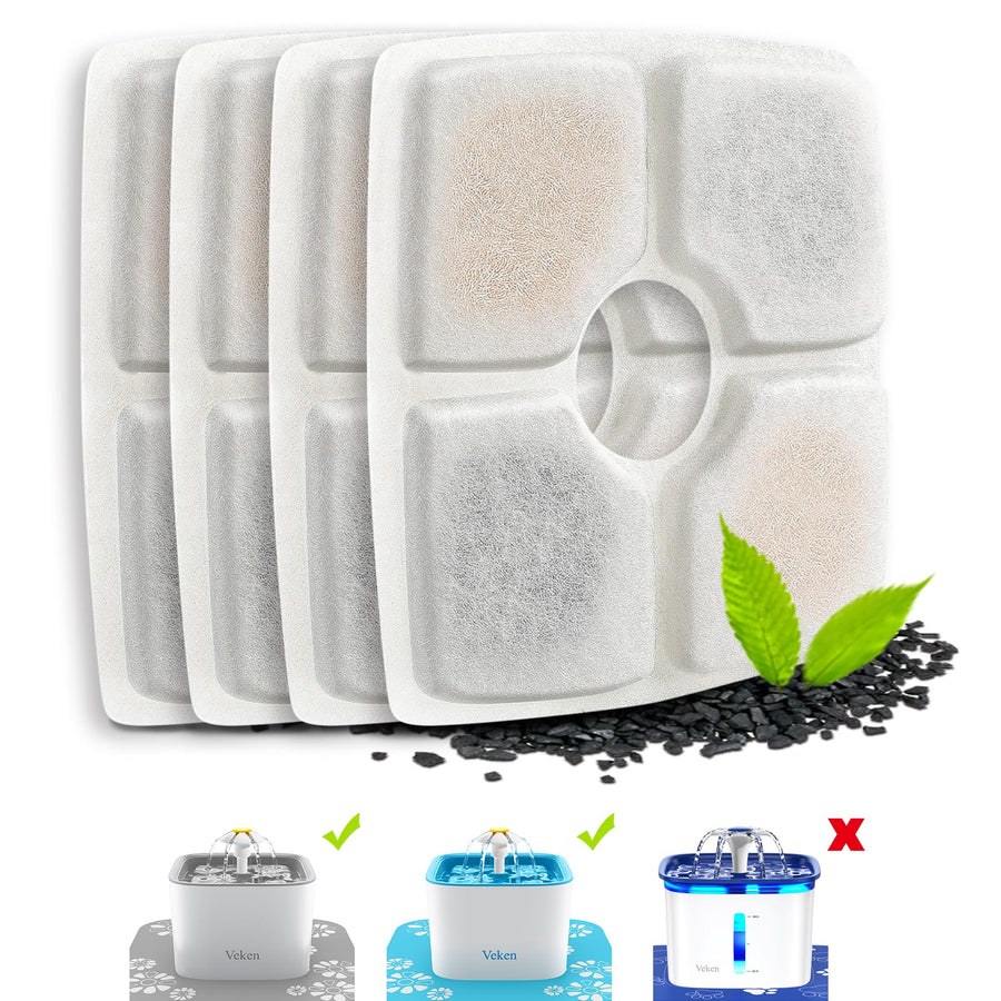 4 Pack Replacement Filters for 84oz/2.5L Automatic Pet Fountain Cat Water Fountain Dog Water Dispenser