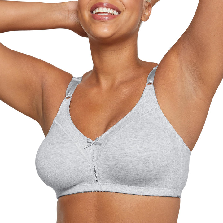 Bali Women's Double Support Cotton Stretch Wire-Free Bra, Heather Grey, 40B