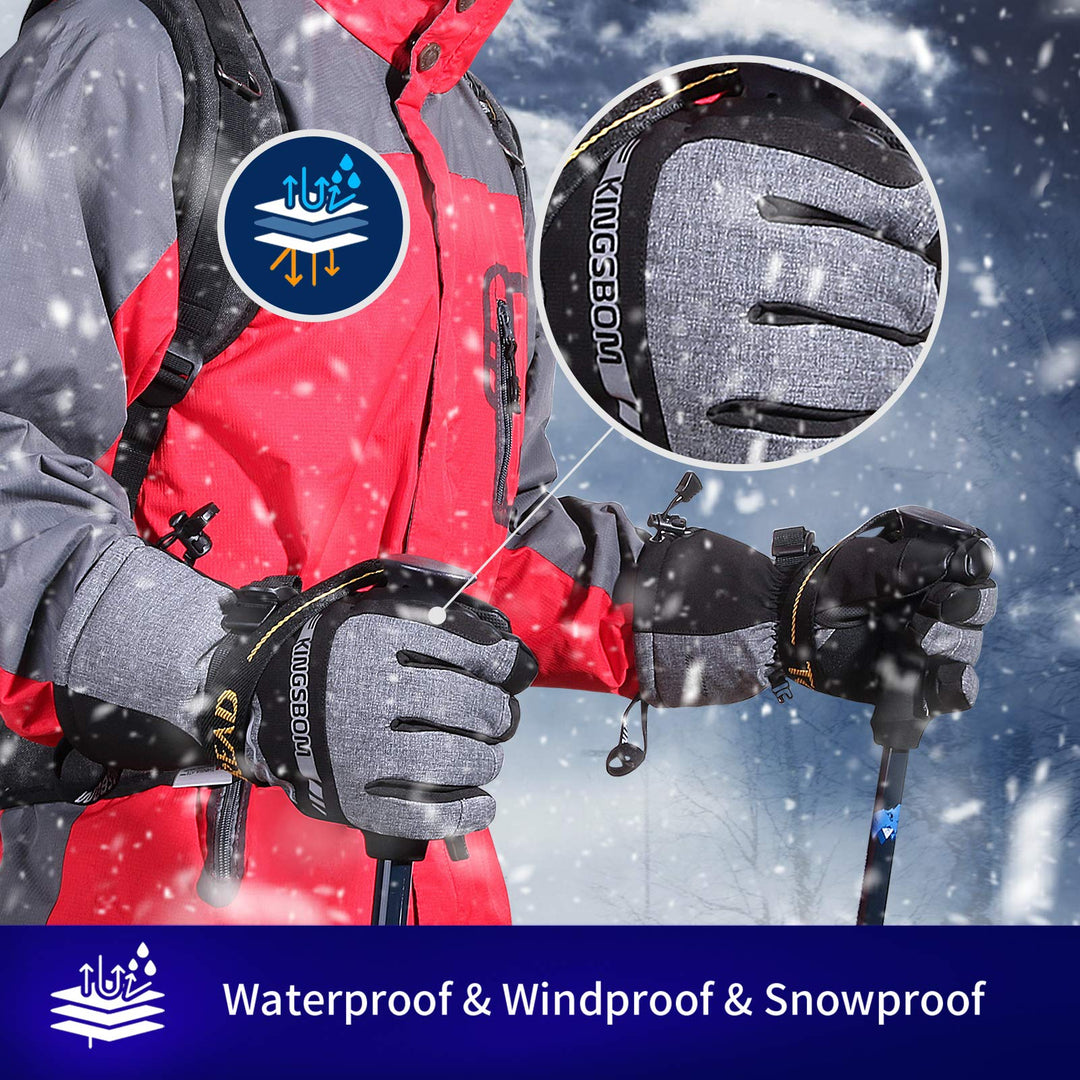 Waterproof Ski &amp; Snow Gloves, 3M Thinsulate Winter Warm Touch Screen Snowboard Gloves for Men &amp; Women (Large)