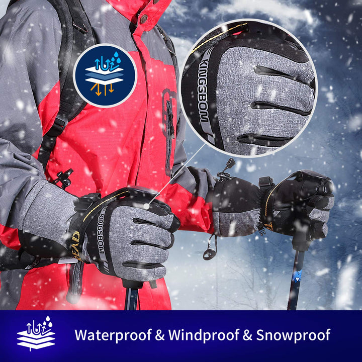 Waterproof Ski &amp; Snow Gloves, 3M Thinsulate Winter Warm Touch Screen Snowboard Gloves for Men &amp; Women (Large)