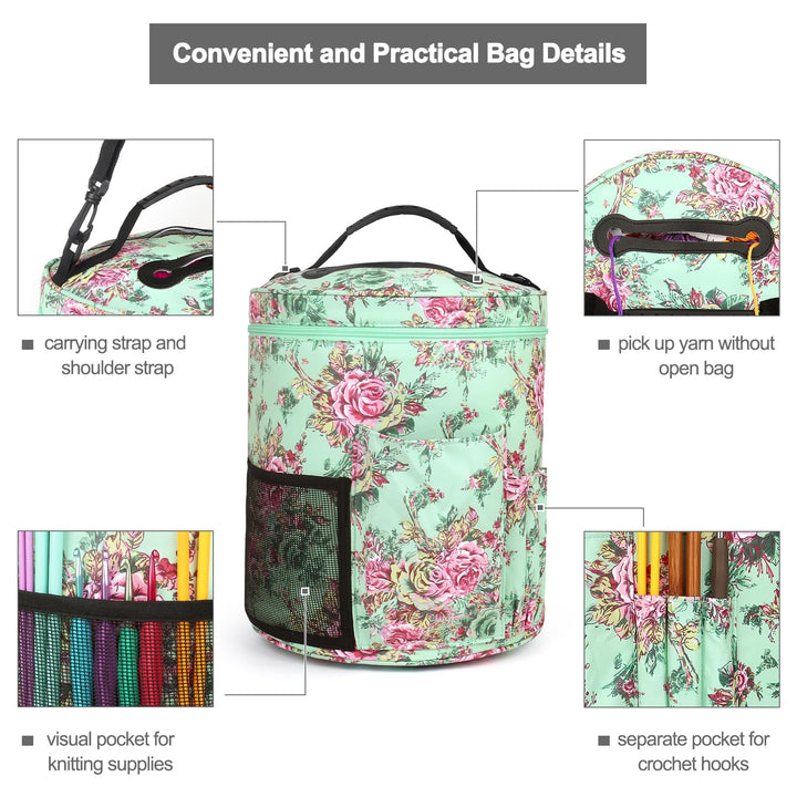 3 Packs Crochet Bag Organizer-Yarn Storage Bag with Adjustable Shoulder Strap-Travel Crochet Project Bags and Totes-Yarn Organizers and Storage-Knitting &amp; Crochet Supplies Christmas Gift