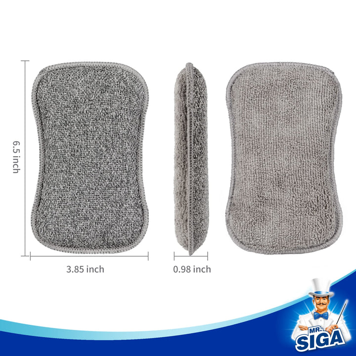 MR.SIGA Dual-Sided Scrub Sponges, Long lasting, Reusabl