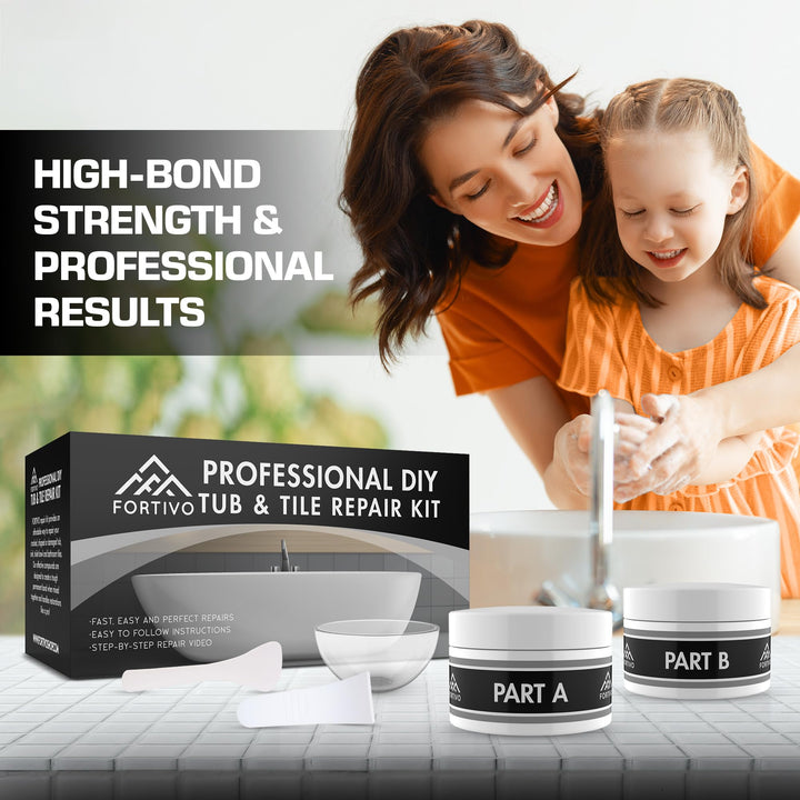 White Porcelain Repair Kit, Fiberglass Tub Repair Kit for Sink, Shower &amp; Countertop - Tile Repair Kit, Acrylic Tub Kit Repair Kit White, Cracked Porcelain Sink Repair Kit