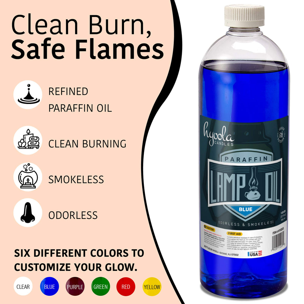 Candles Liquid Paraffin Lamp Oil - Blue Smokeless, Odorless, Ultra Clean Burning Fuel for Indoor and Outdoor Use - Highest Purity Available - 32oz