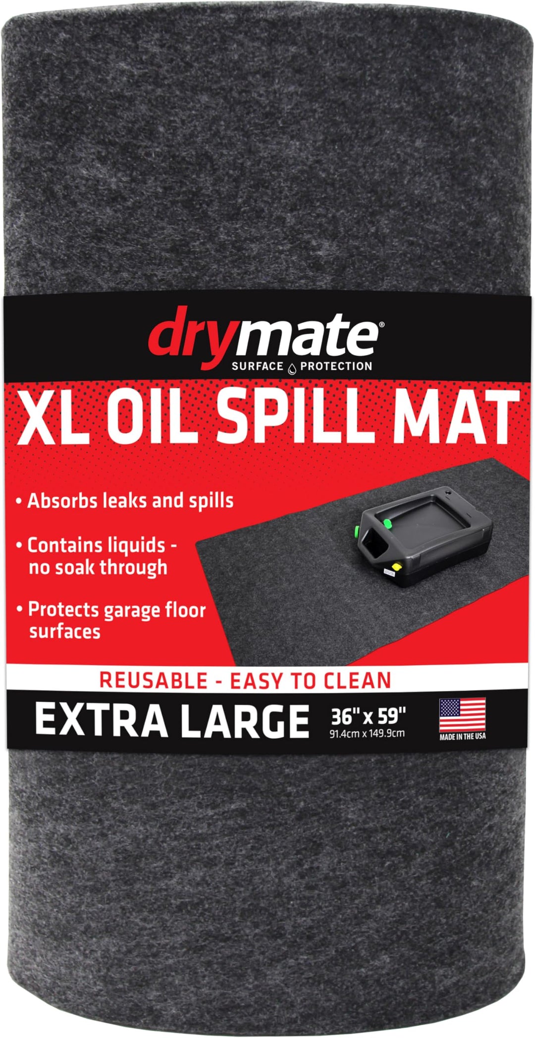 XL Oil Spill Mat (36 Inches x 60 Inches), Absorbent Oil Mat – Reusable/Durable/Waterproof – Oil Pad Contains Liquids, Protects Garage Floor Surface