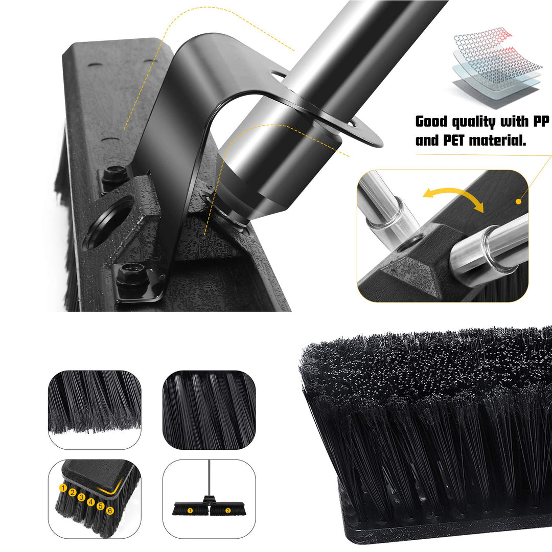 24 Large Push Broom,Outdoor Brooms with 57.6 in Stainless Steel Long Handle for Yard Floor Cleaning,Multi-Surface Stiff Bristles Garage Heavy Duty Broom,Extra 12 Indoor/Outdoor Broom Head