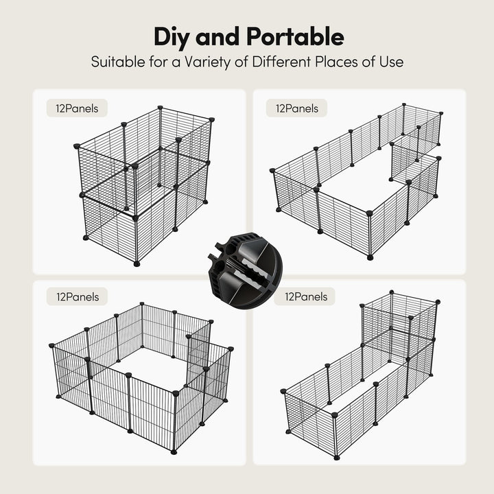 Pet Playpen, Dog Puppy Cat Pen, Small Animal Cage Indoor Portable Metal Wire Yard Fence for Small Animals, Guinea Pigs, Rabbits Kennel Crate Fence Tent Black 15 X 12 Inches (28 Panels)