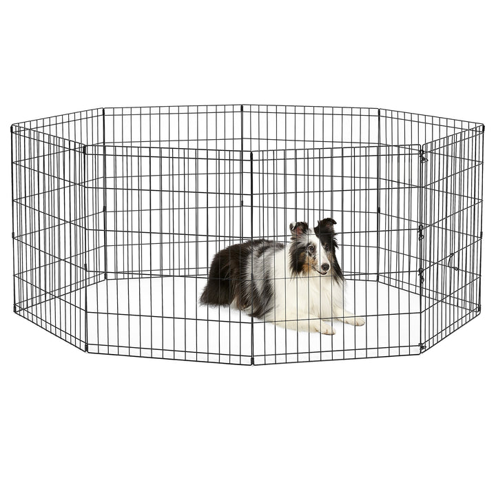 Dog Exercise Pen &amp; Playpen, 24 W x 30 H, No Door, Black