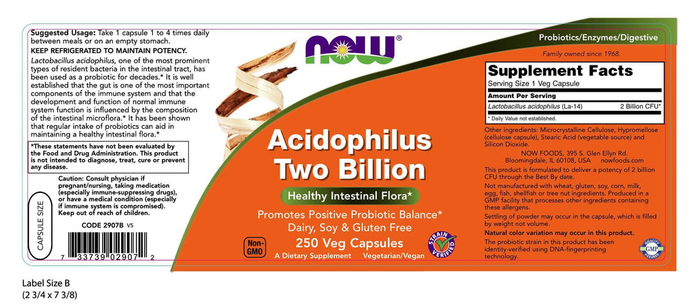Now Foods Acidophilus 2 Billion 250 Caps