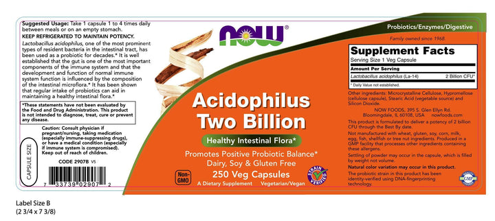 Now Foods Acidophilus 2 Billion 250 Caps
