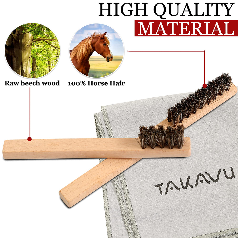 Horsehair Detail Brush Set 2pcs Silver Cleaning Brushes