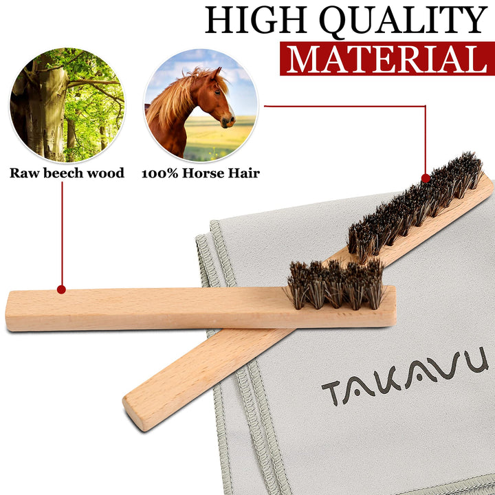 Horsehair Detail Brush Set 2pcs Silver Cleaning Brushes