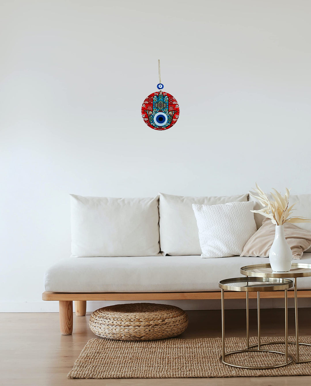 Red Hamsa Hand Evil Eye Decor Home Wall Hanging 4.7 Glass Handmade Nazar Amulet Good Luck Charm
