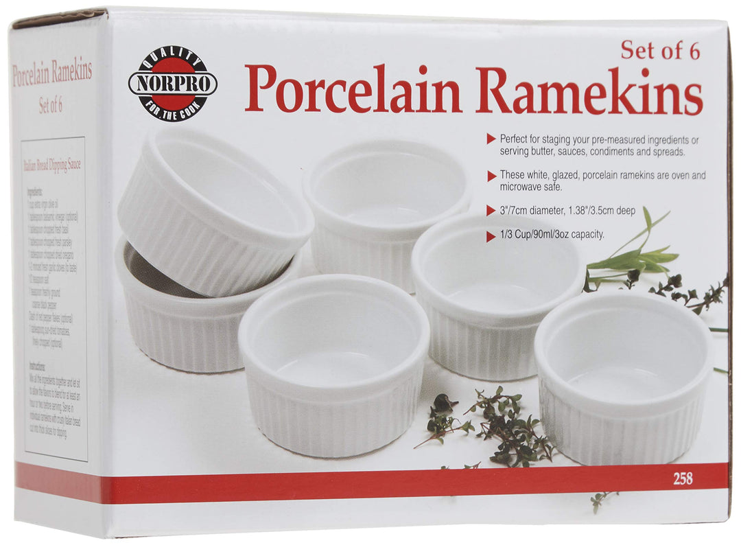 Norpro Porcelain Ramekins, 3oz (White, 258) - Set of 6
