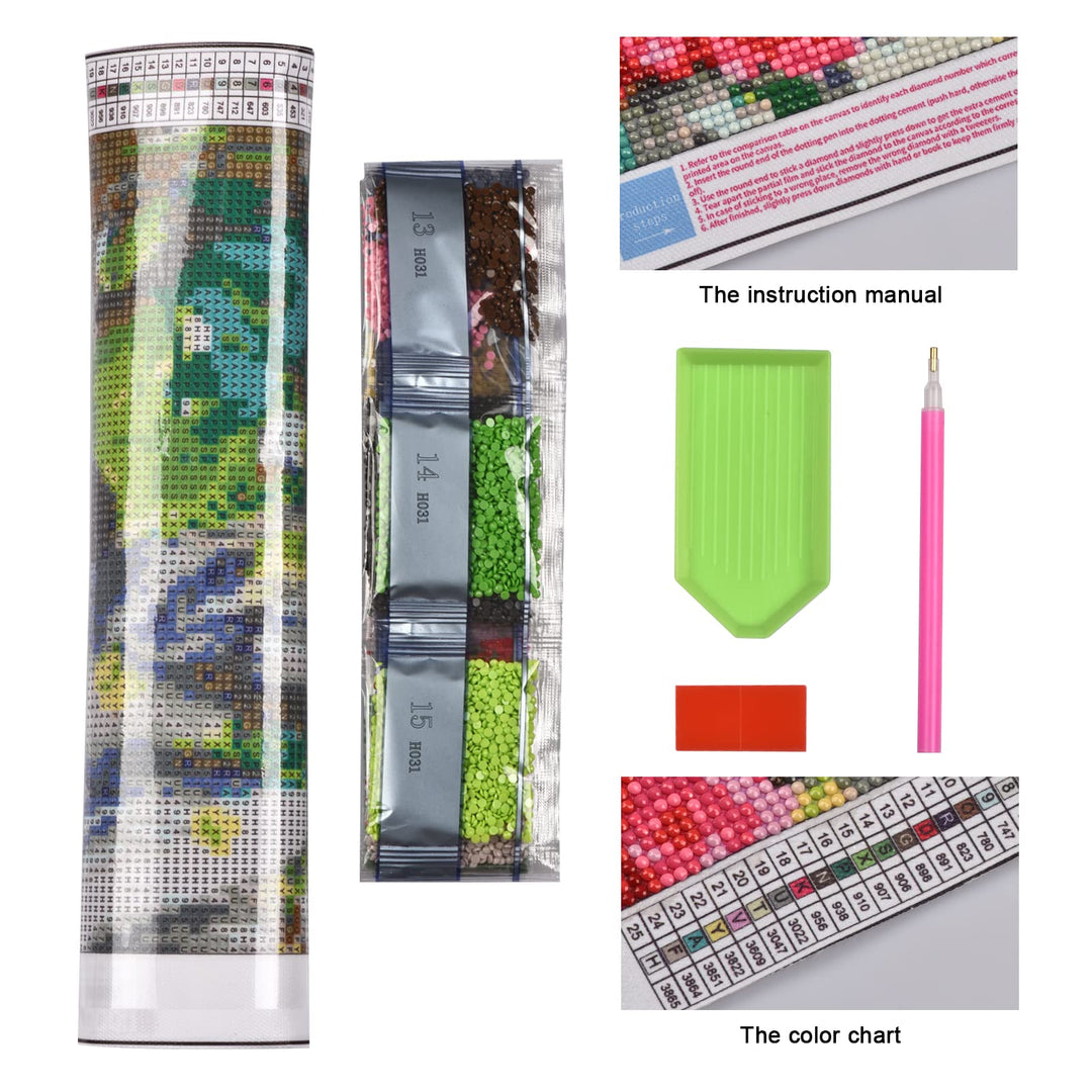 5D Diamond Painting Kits for Adults and Beginners, Round Diamond DIY Parent-Child Panda Gem Art Puzzles Full Drill Diamond Animal Cross Stitch Crafts Picture for Home Office Decor, Gift
