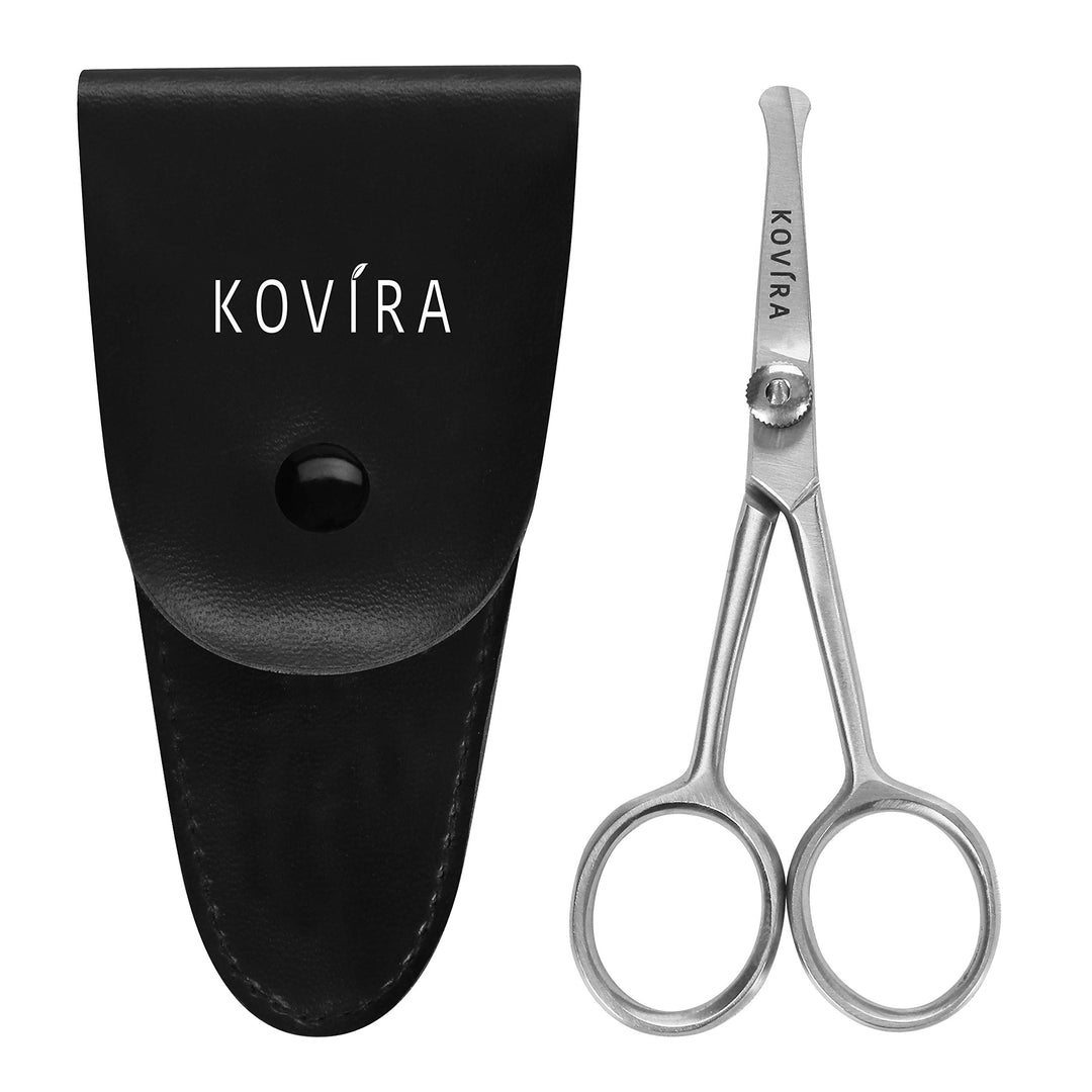 Precision Nose Hair Scissors with Adjustable Tension Screw - 10.16cm/4 Inch Overall Length - Rounded Safety Scissors for Trimming Nasal Hair - Also for Grooming Eyebrows, Ear Hair &amp; Beards