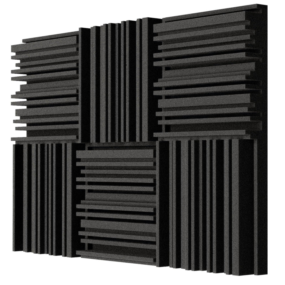 Thick Acoustic Foam Panels, 12 X 12 X 2 Inches 6 Pcs Broadband Sound Absorbing Foam, Dense Soundproof Padding Tile, Recording Studio Foam Absorber, Groove Decorative 3D Wall Ceiling Panel
