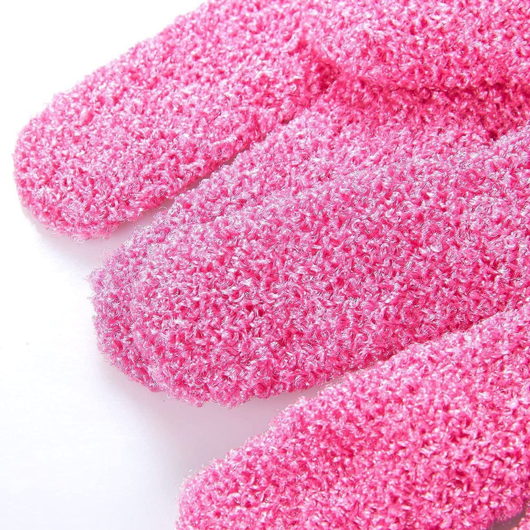 4 Pairs Body Exfoliating Gloves for Shower, Bath Scrub Wash Mitt for Women, Men, Spa, Massage (Pink, Purple, Blue, Beige)