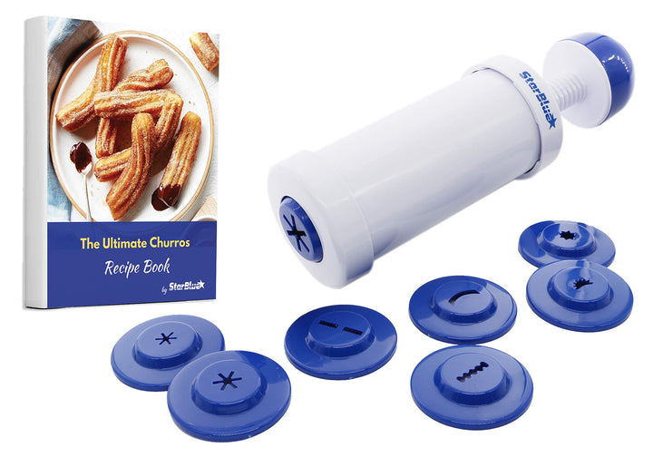 Churrera Churro Maker with FREE Recipe e-Book - Easy Piping Nozzle Tool for Deep Fry Churro in 8 Difference Shapes
