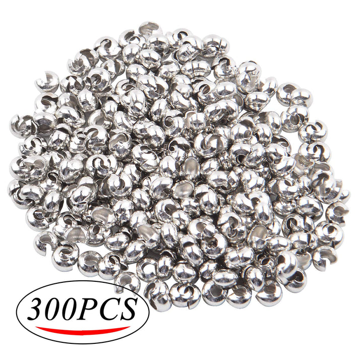 300 Pieces Crimp Beads Covers Silver Tube Beads Half Ro