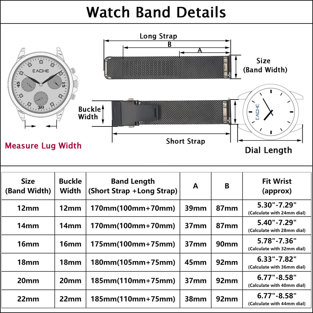 Stainless Steel Mesh Watch Band 20mm for Men Women Quick Release Adjustable Mesh Watch Straps Silver